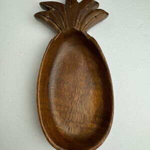Vintage Wood Monkey Pod Pineapple Trinket / Serving Dish